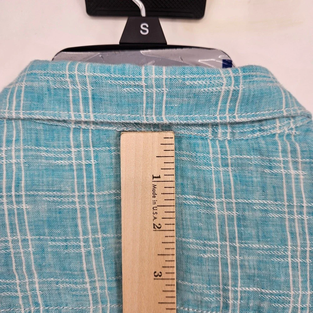 Tommy Bahama Shirt Mens XXXL Linen Long‎ Sleeve Button Up Blue White Check